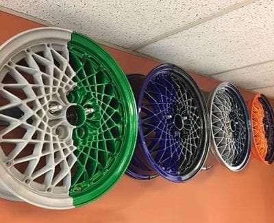 multicoloured wheel rims - durable powder coating