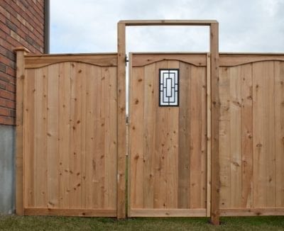 Wooden gate fencing entry way