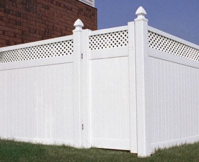 White gate fencing with privacy