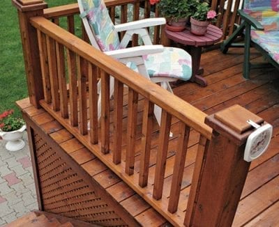Wood railings on stairs & deck