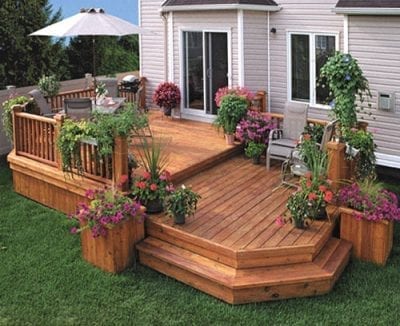 Completed wooden deck installation