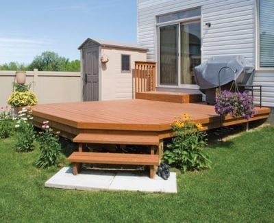 Wooden deck with no railings