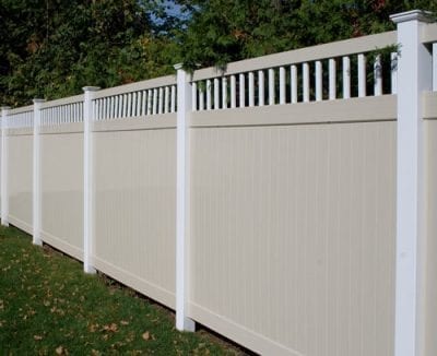 Tall white privacy fence