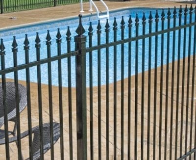 Iron fence surrounding pool area