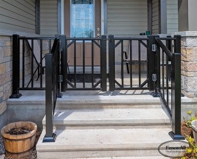 sleek aluminum railing w/gates