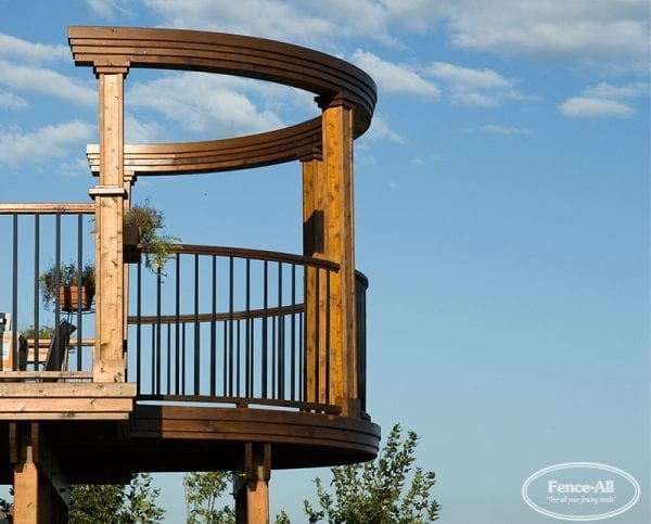 curved iron/wood railing