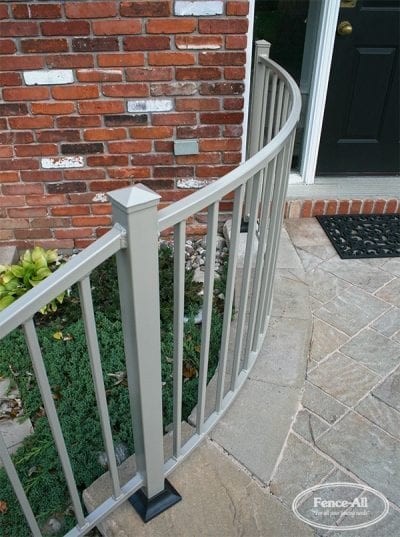 curved custom welded iron railing