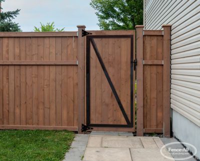 steel gate from w/wood posts